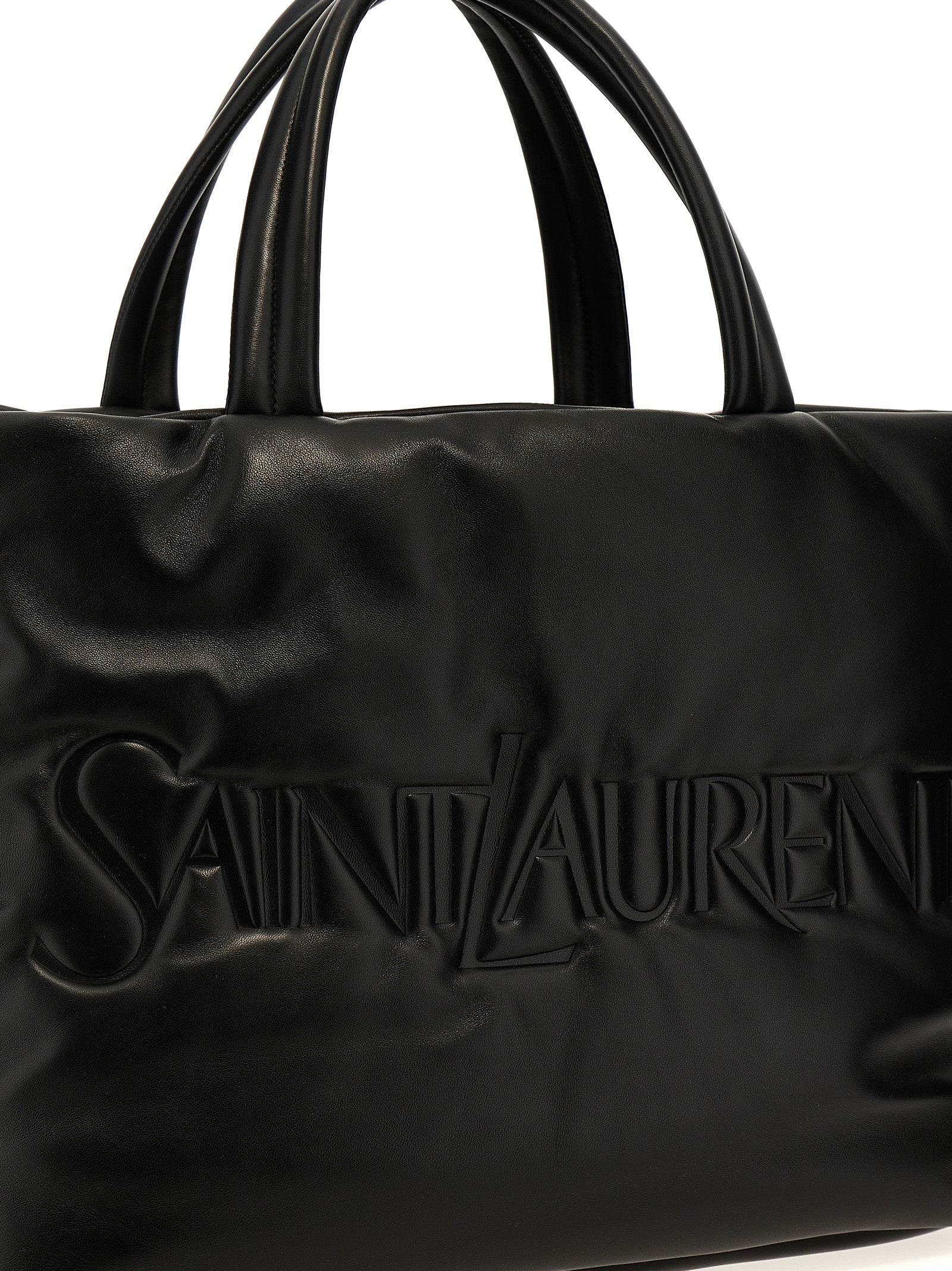 Saint Laurent Black Lambskin Tote Bag