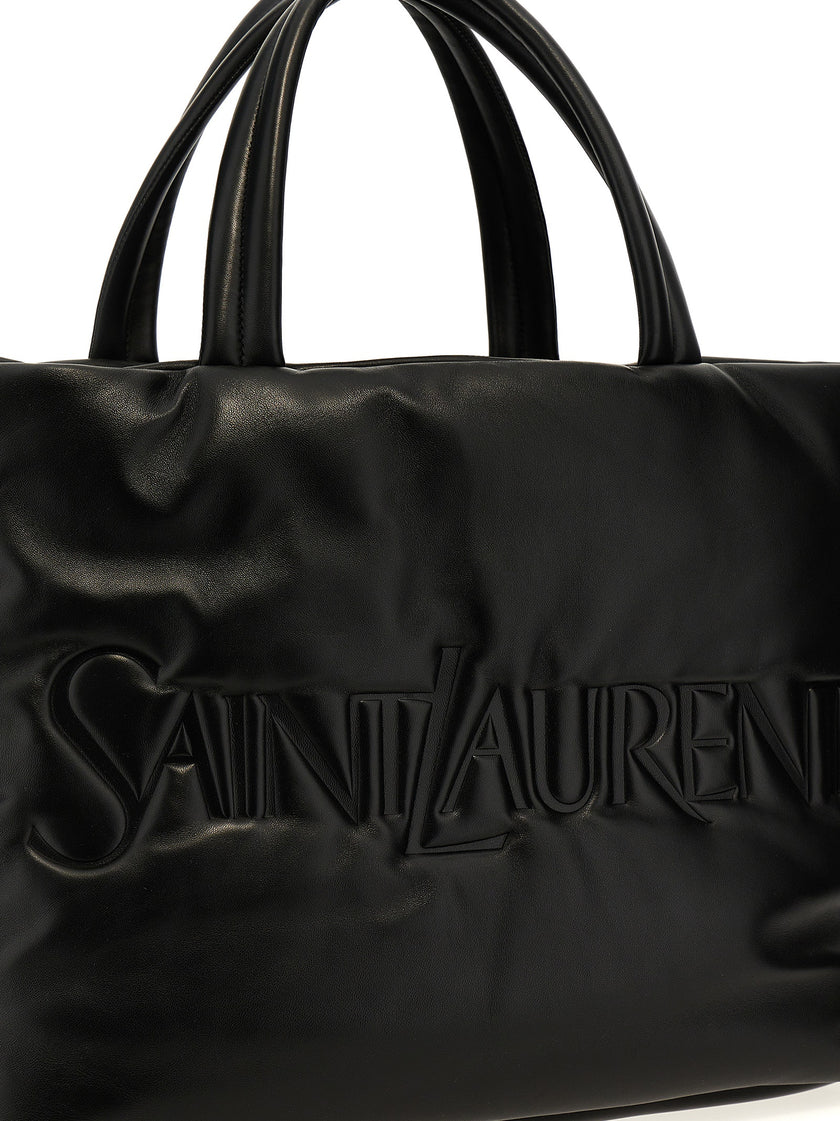 Saint Laurent Black Lambskin Tote Bag