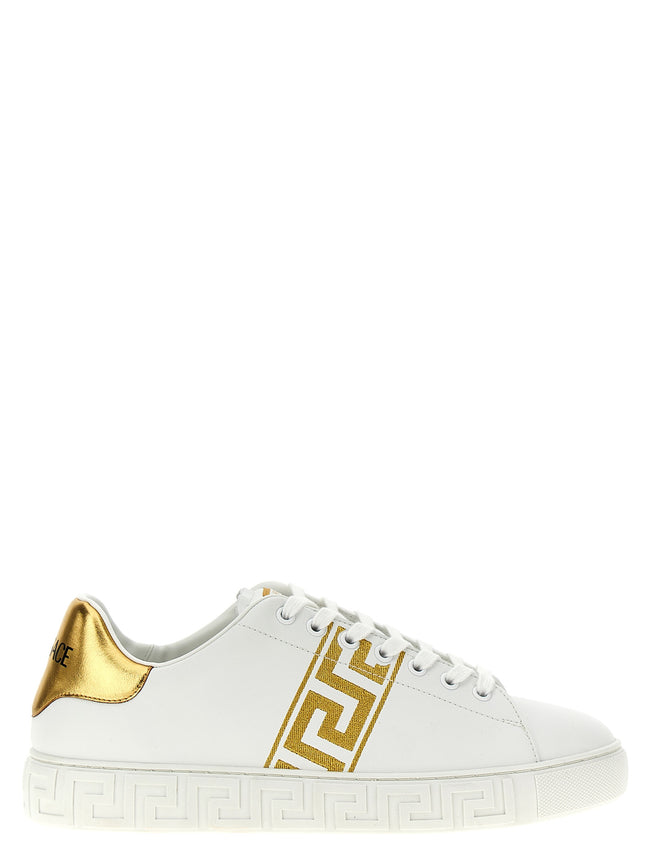 Versace Goldfarbene Low-Top-Sneaker aus Polyamid