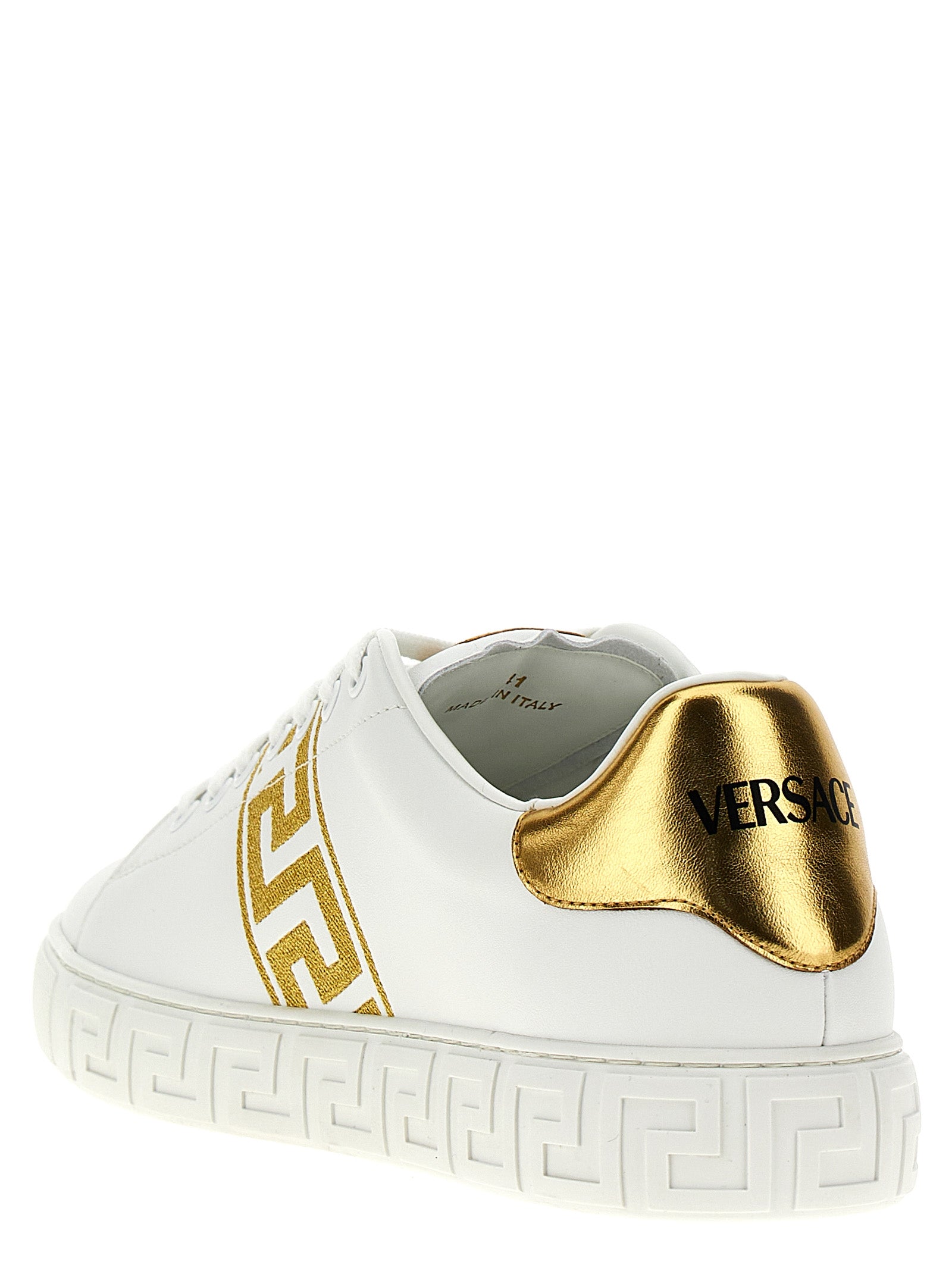 Versace Goldfarbene Low-Top-Sneaker aus Polyamid