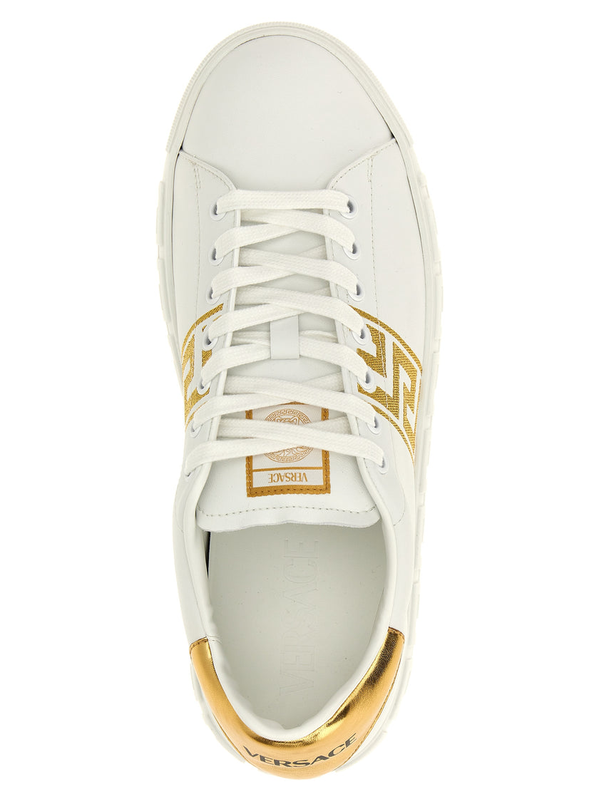 Versace Goldfarbene Low-Top-Sneaker aus Polyamid