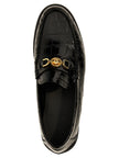 Versace Schwarze Loafer aus Samt und Leder zum Hineinschlüpfen