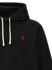 Schwarzes Polo Ralph Lauren Sweatshirt aus Baumwoll-Polyester mit Logo und Kängurutasche