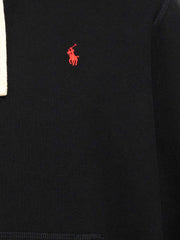 Polo Ralph Lauren schwarzer Baumwoll-Sweatshirt mit Logo-Stickerei und Kängurutasche
