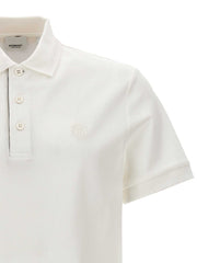 Burberry weißes Poloshirt aus 100% Baumwolle mit Ton-in-Ton-Logo-Stickerei