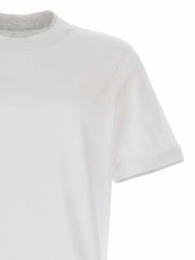 Brunello Cucinelli weißes Baumwoll-T-Shirt mit Double-Layer-Effekt und Rundhalsausschnitt