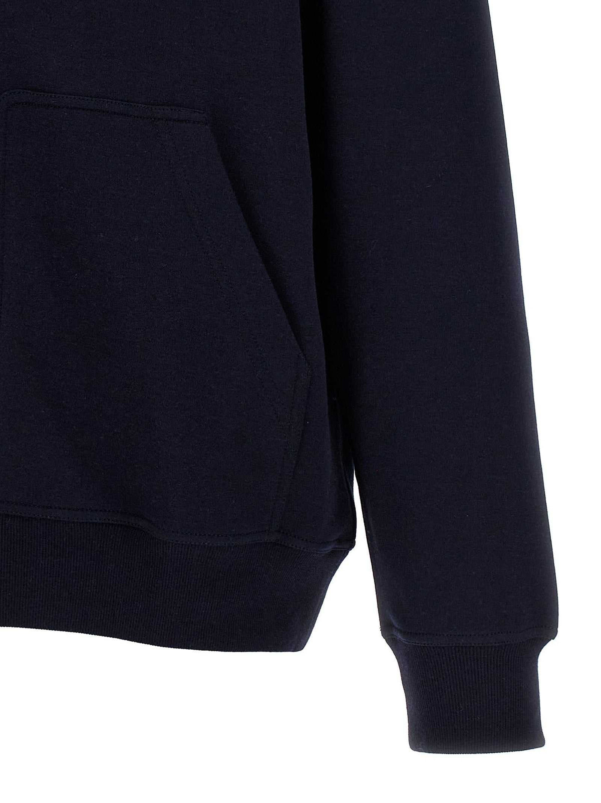 Blaues Brunello Cucinelli Baumwoll-Sweatshirt mit Reißverschluss und Taschen