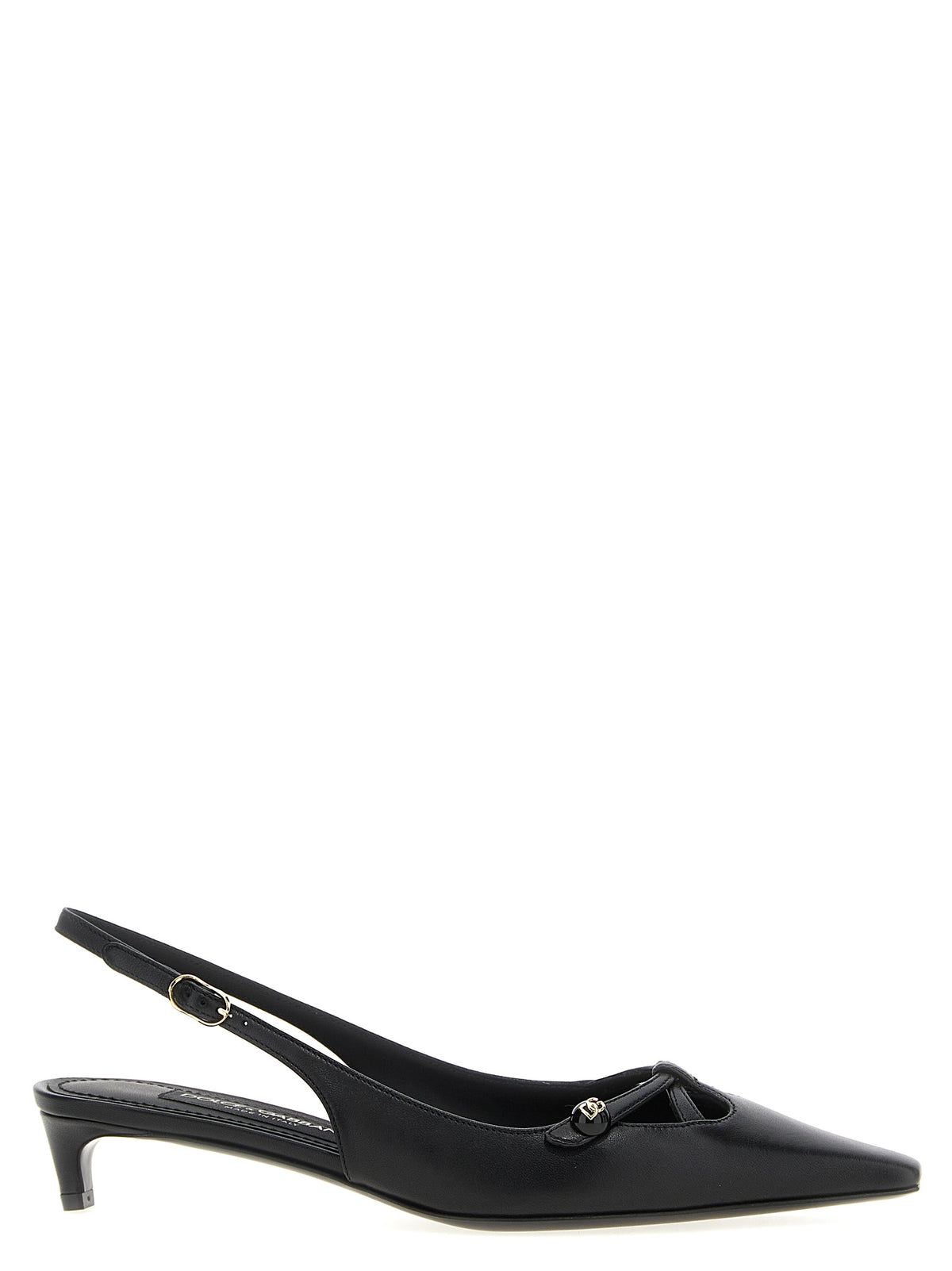Dolce & Gabbana Black Lambskin Mid-Heel Pumps