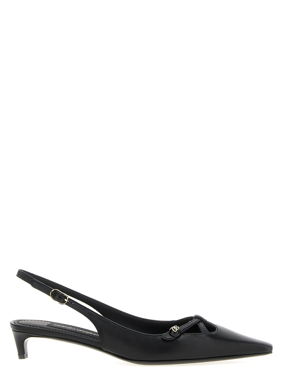 Dolce & Gabbana Black Lambskin Mid-Heel Pumps
