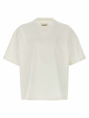 Jil Sander Weißes Baumwoll-T-Shirt mit Logo, kurze Ärmel und Rundhalsausschnitt