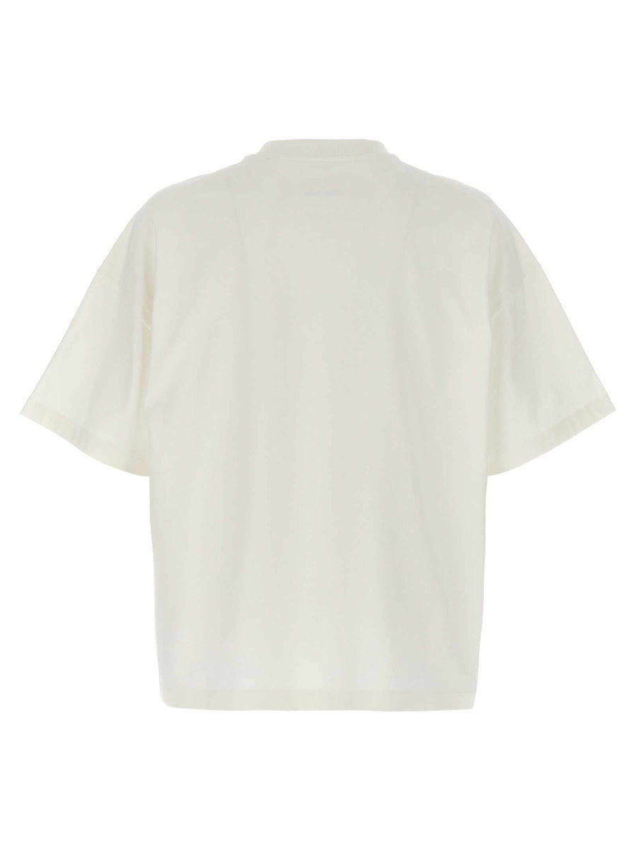 Jil Sander Weißes Baumwoll-T-Shirt mit Logo, kurze Ärmel, Rundhalsausschnitt, Herrenmode