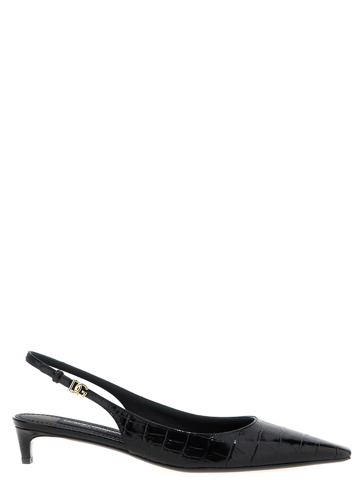 Dolce & Gabbana Black Calfskin Mid-Heel Pumps