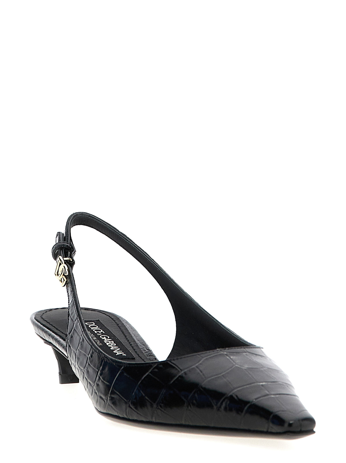 Dolce & Gabbana Black Calfskin Mid-Heel Pumps
