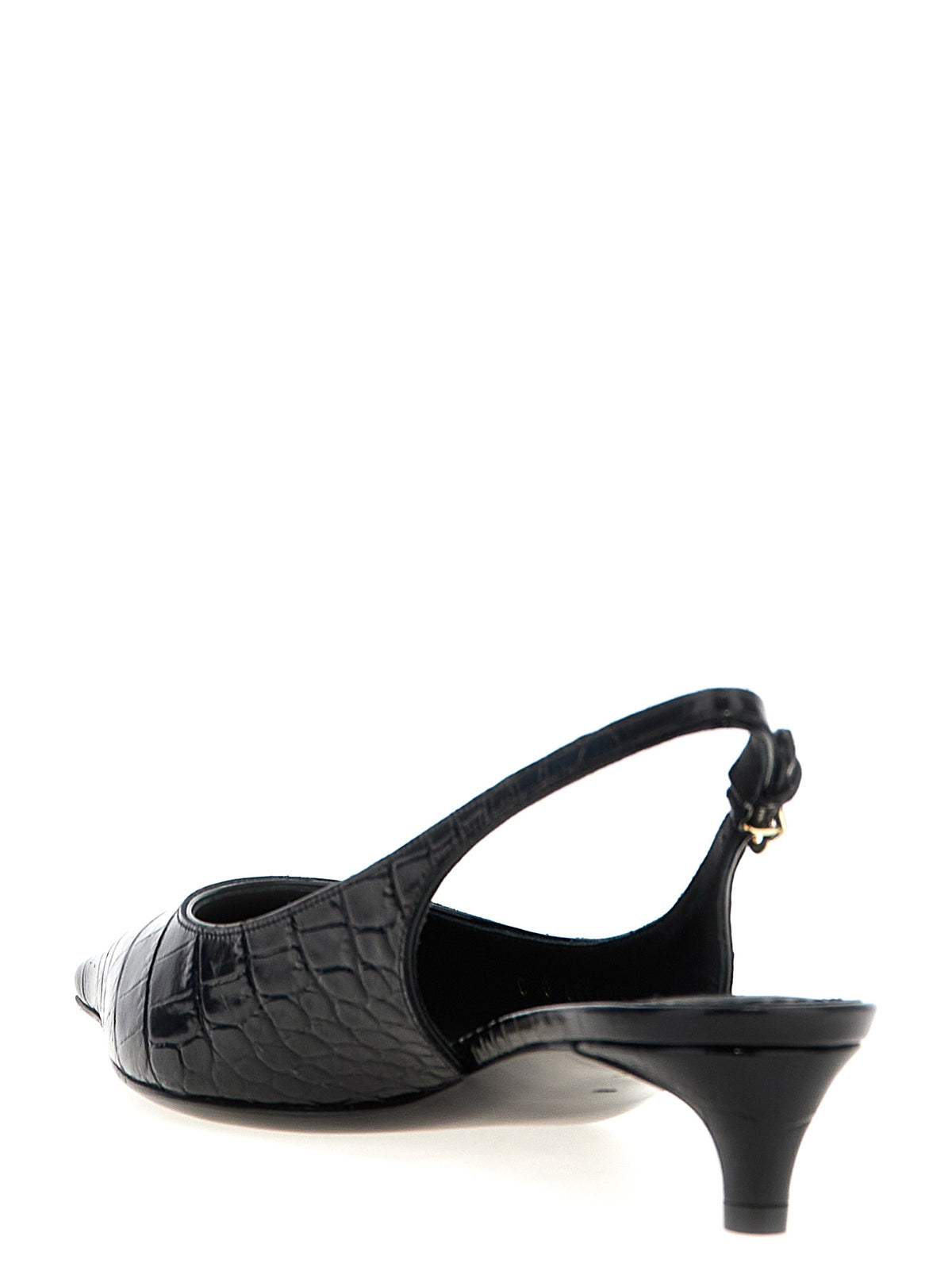 Dolce & Gabbana Black Calfskin Mid-Heel Pumps