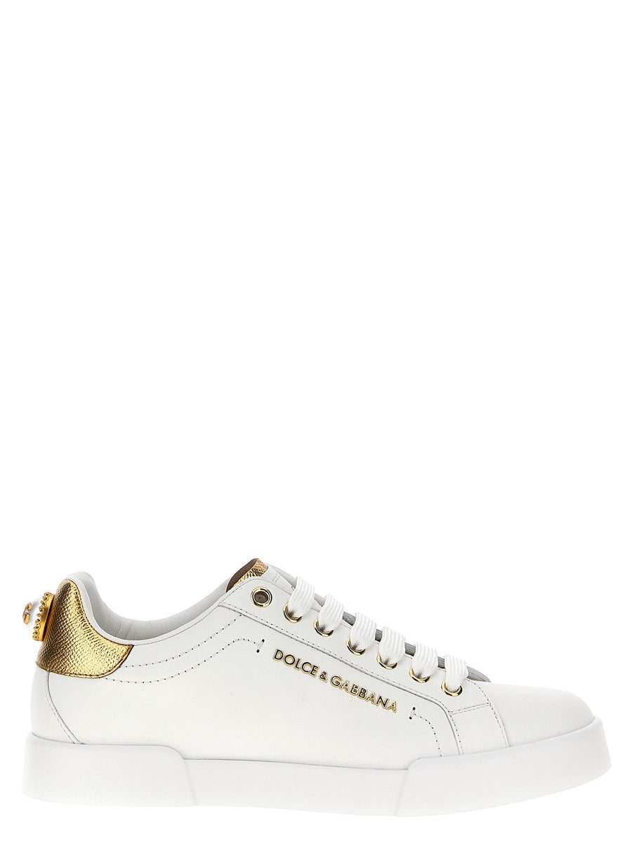 Dolce & Gabbana Gold Calfskin Sneakers