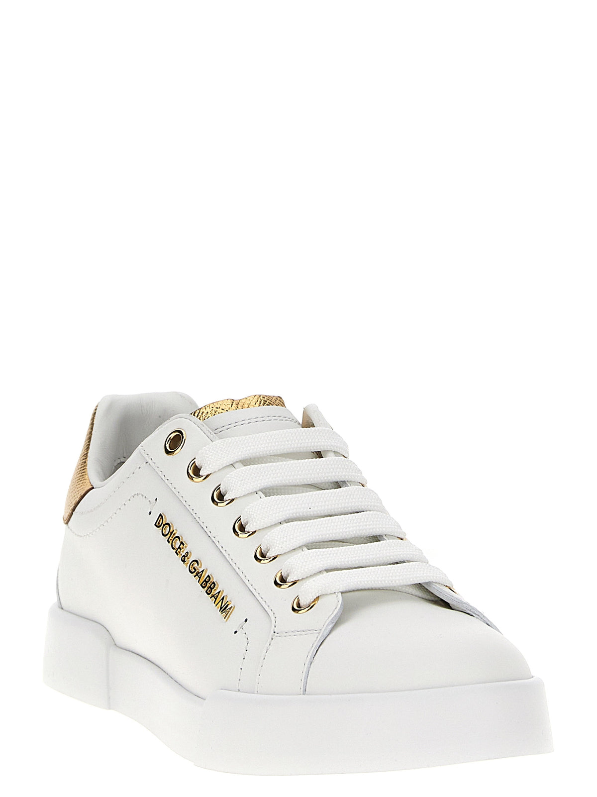 Dolce & Gabbana Gold Calfskin Sneakers