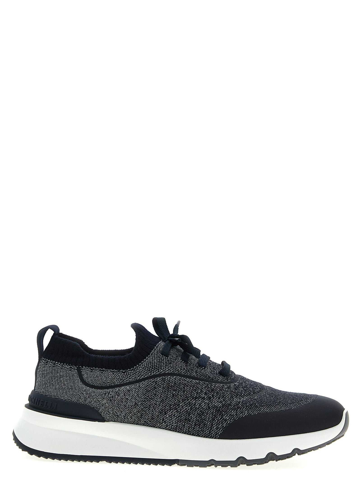 Brunello Cucinelli blaue Baumwoll-Sneaker im Athletic-Stil aus Italien