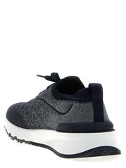 Brunello Cucinelli blaue Baumwoll-Sneaker mit athletic Stil und TPU-Sohle