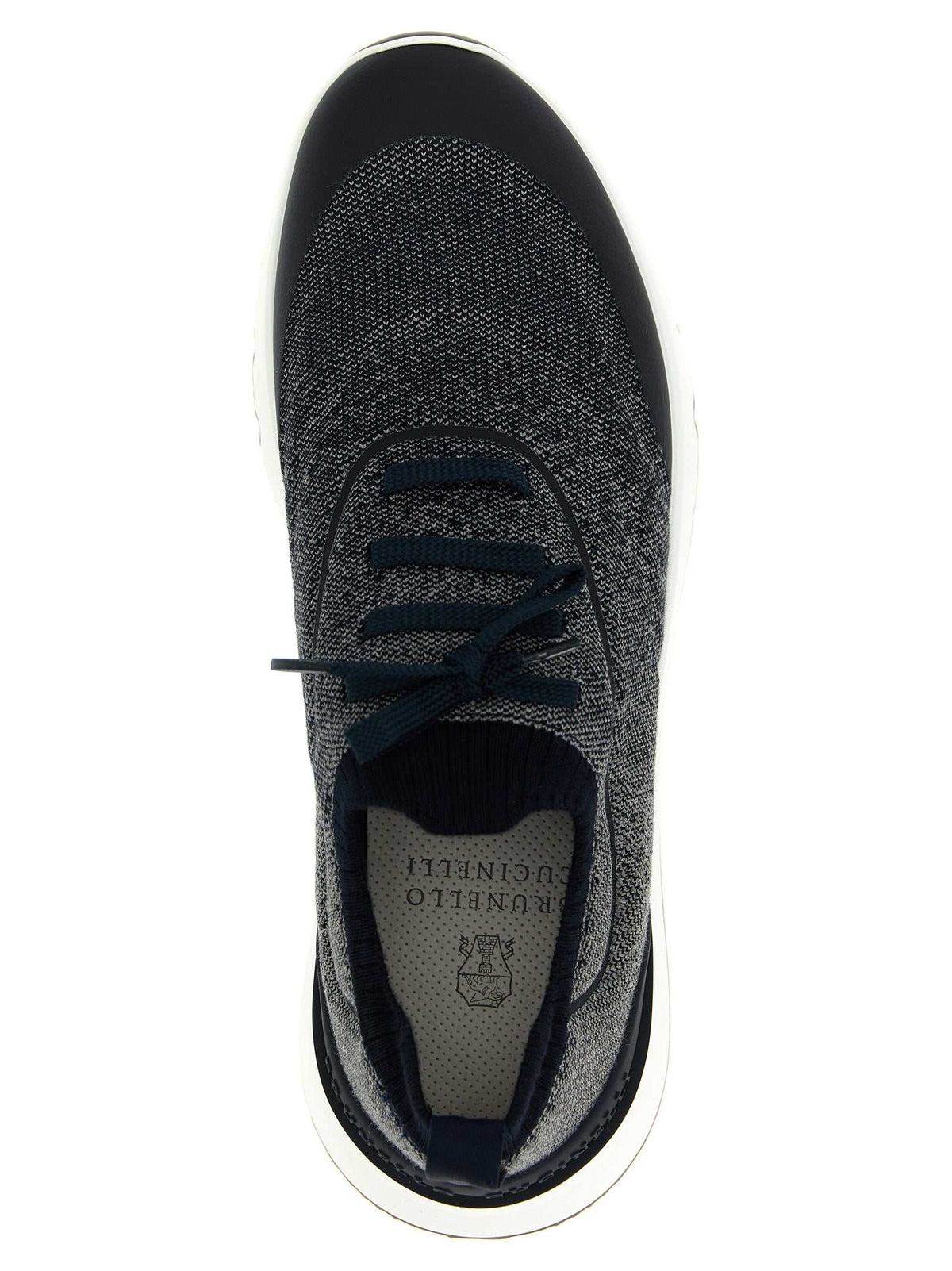 Brunello Cucinelli blaue Baumwoll-Sneaker im Athletic-Stil mit tech Baumwollstrick und eleganter TPU-Sohle