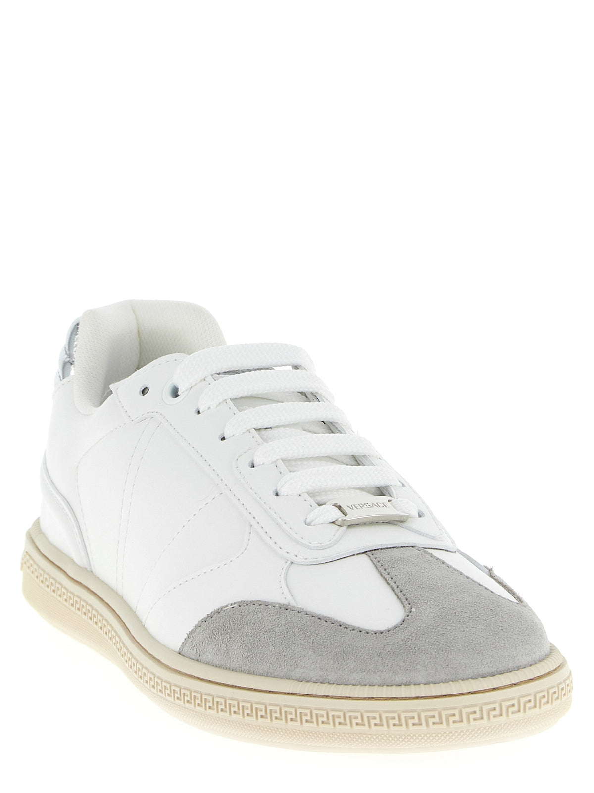 Versace White Calf Leather Low-Top Sneakers