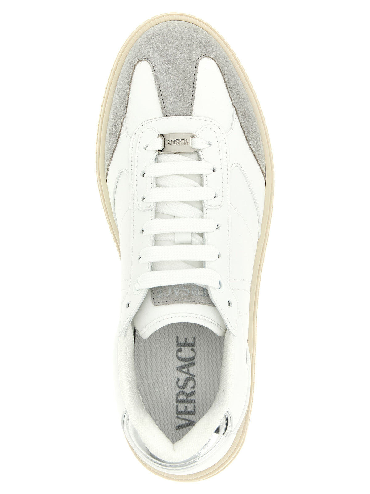 Versace White Calf Leather Low-Top Sneakers