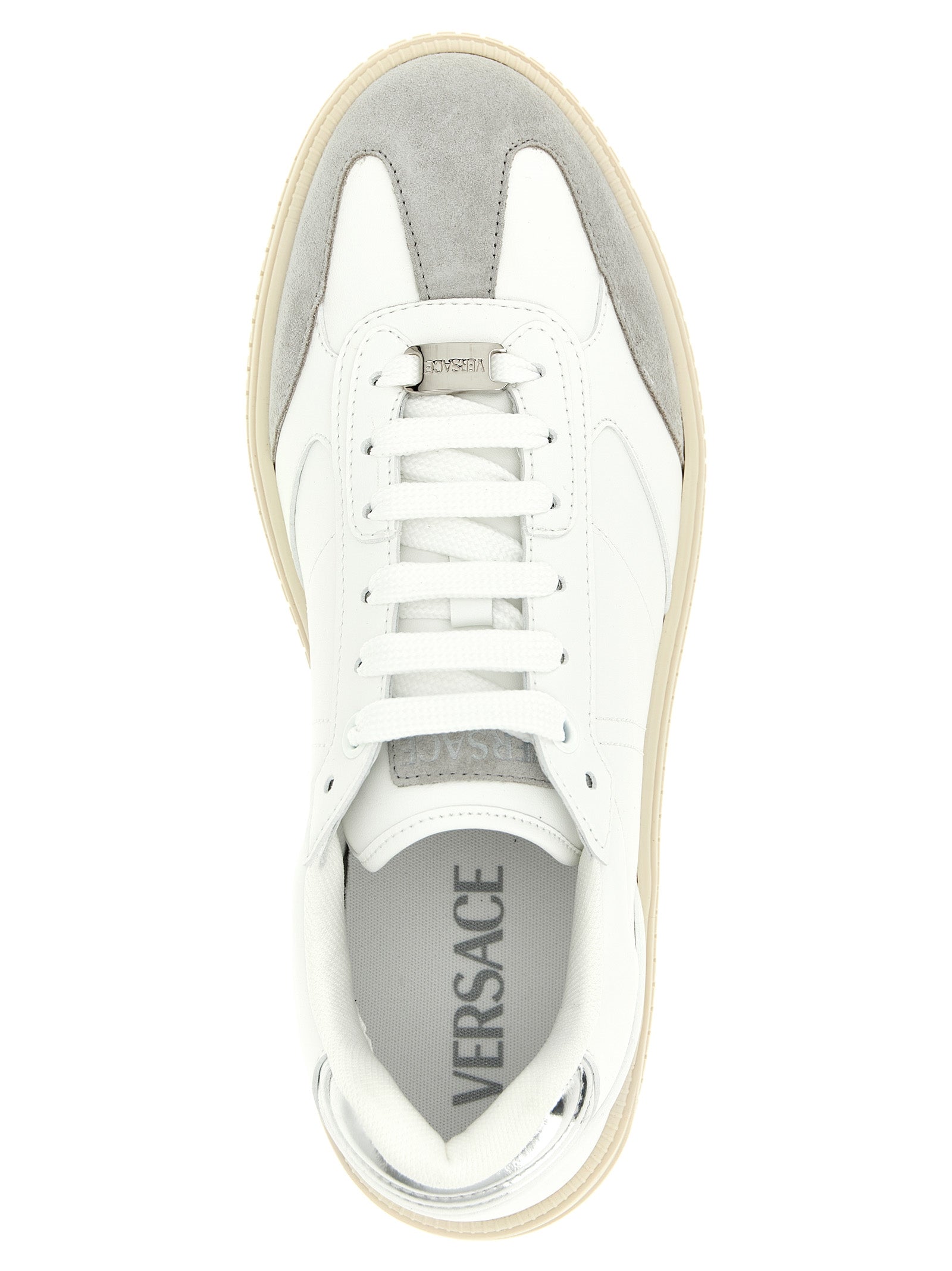 Versace Weiße Low-Top-Sneaker aus Kalbsleder