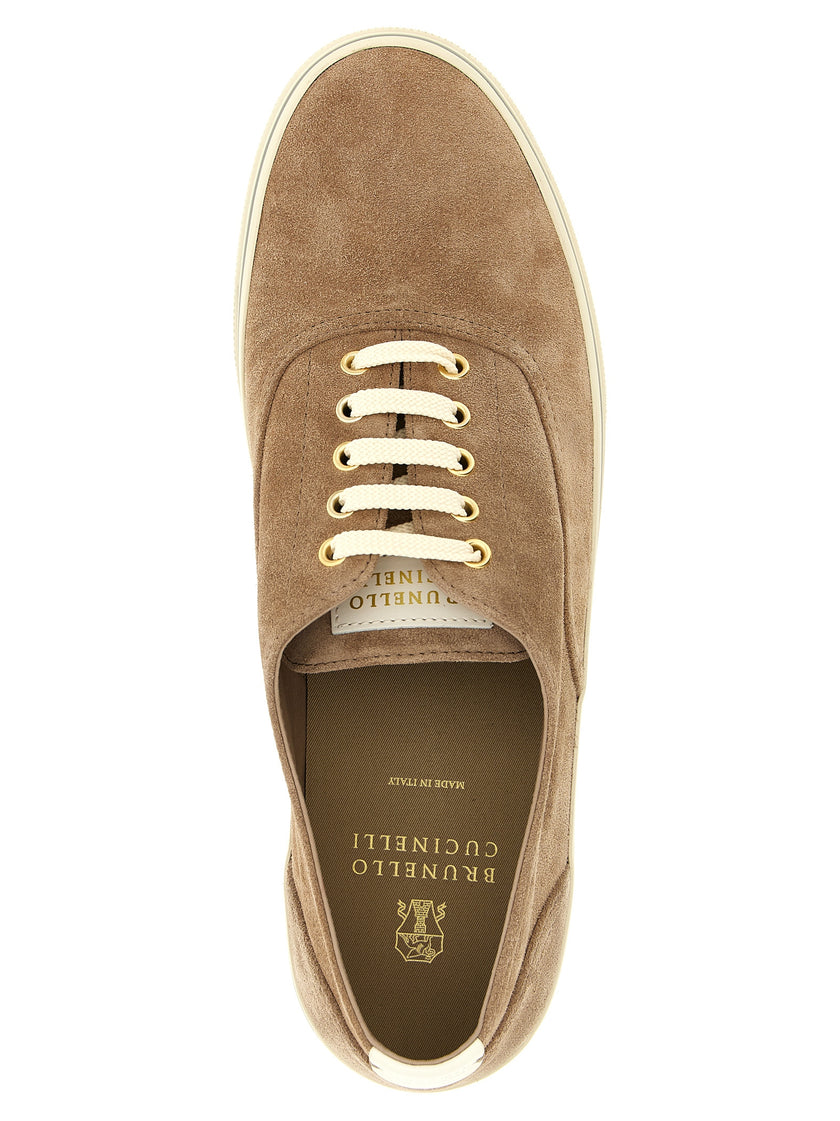 Brunello Cucinelli Beige Kalbsleder-Sneaker (Niedriges Modell)