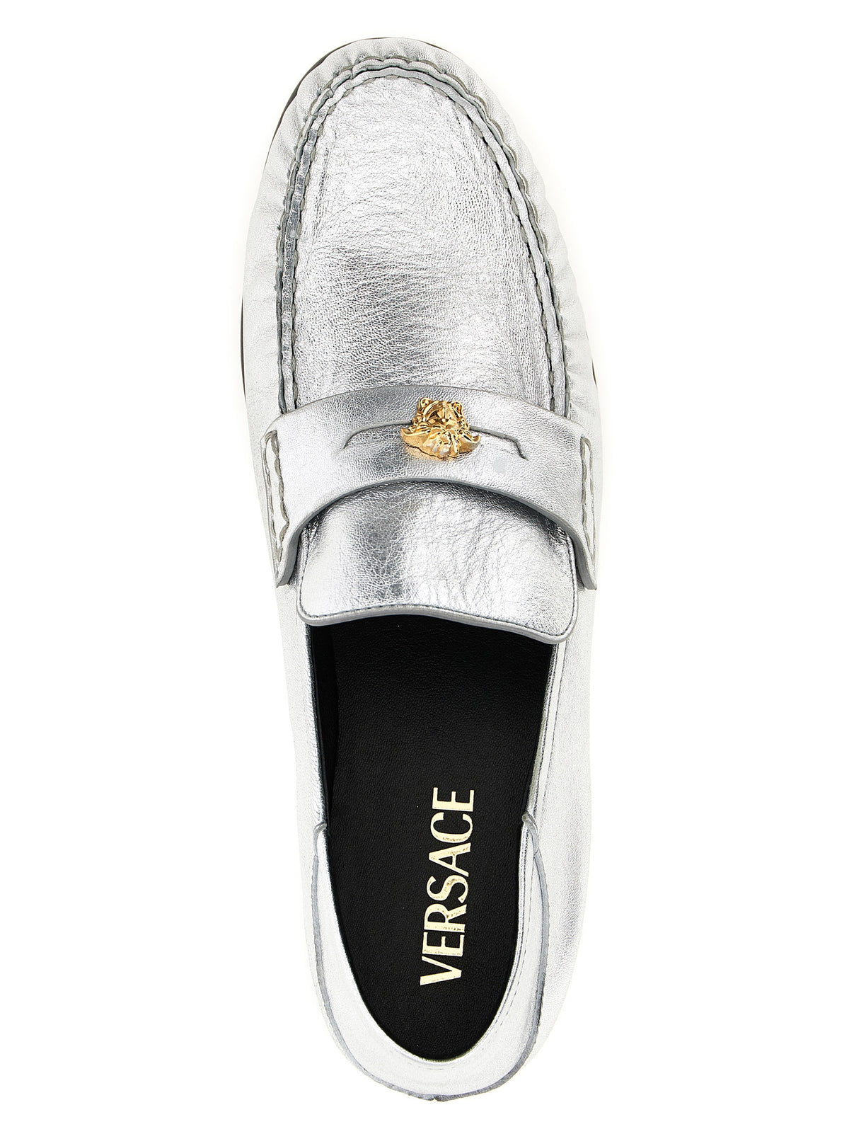 Versace Loafers in silver lambskin