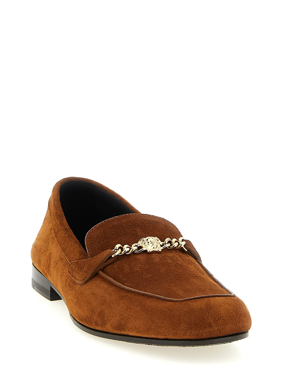 Versace Brown Calf Leather Loafers