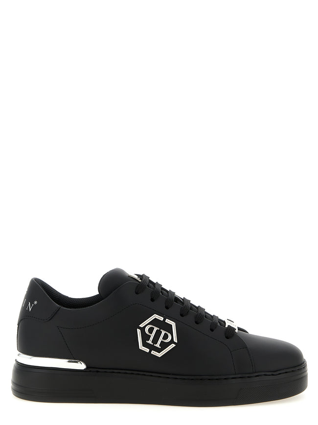 Philipp Plein Schwarze Kalbsleder-Low-Top-Sneaker