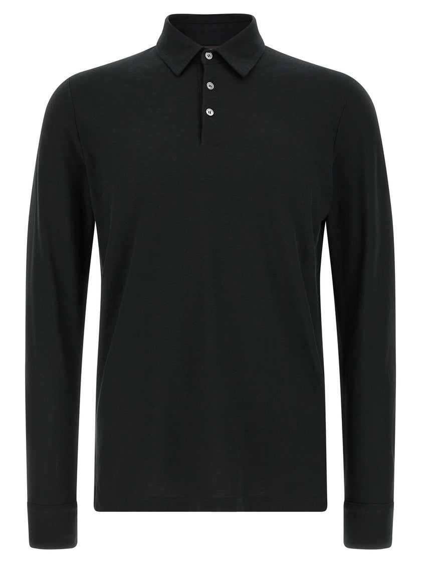 ZANONE Black Cotton Polo Shirt