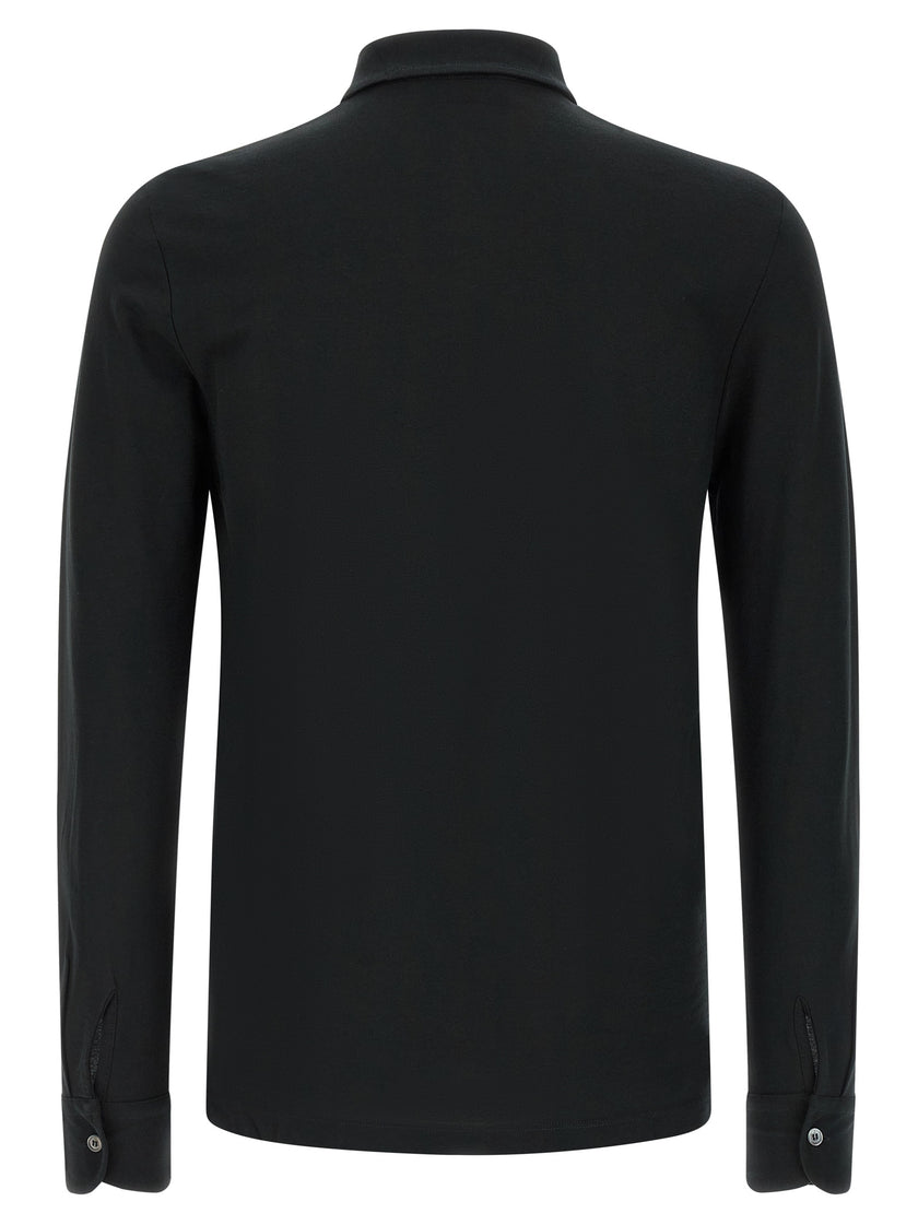ZANONE Black Cotton Polo Shirt