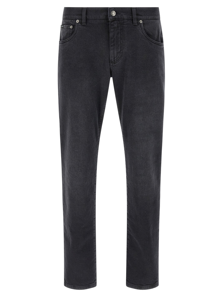 Dolce & Gabbana Schwarze Baumwoll-Jeans mit geradem Bein