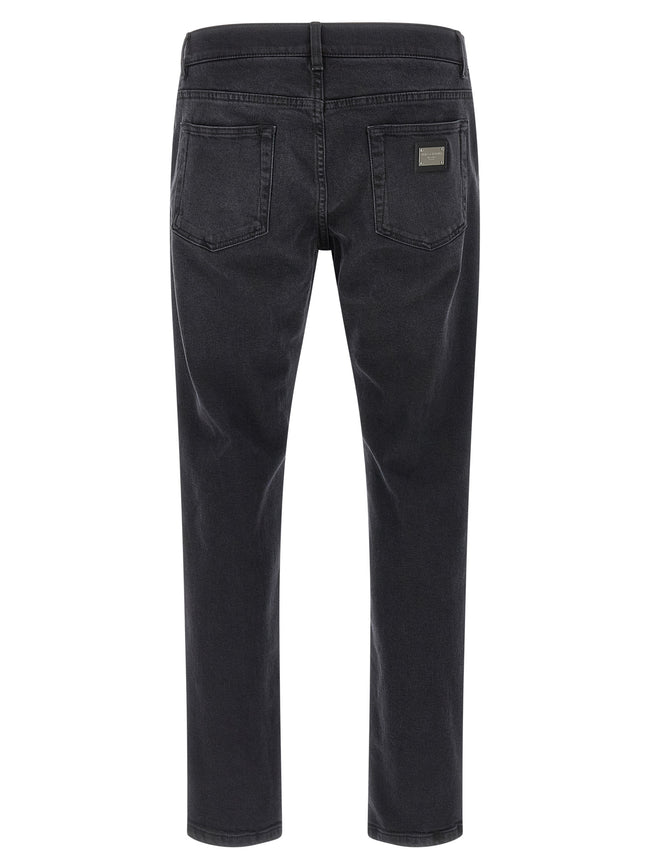 Dolce & Gabbana Schwarze Baumwoll-Jeans mit geradem Bein