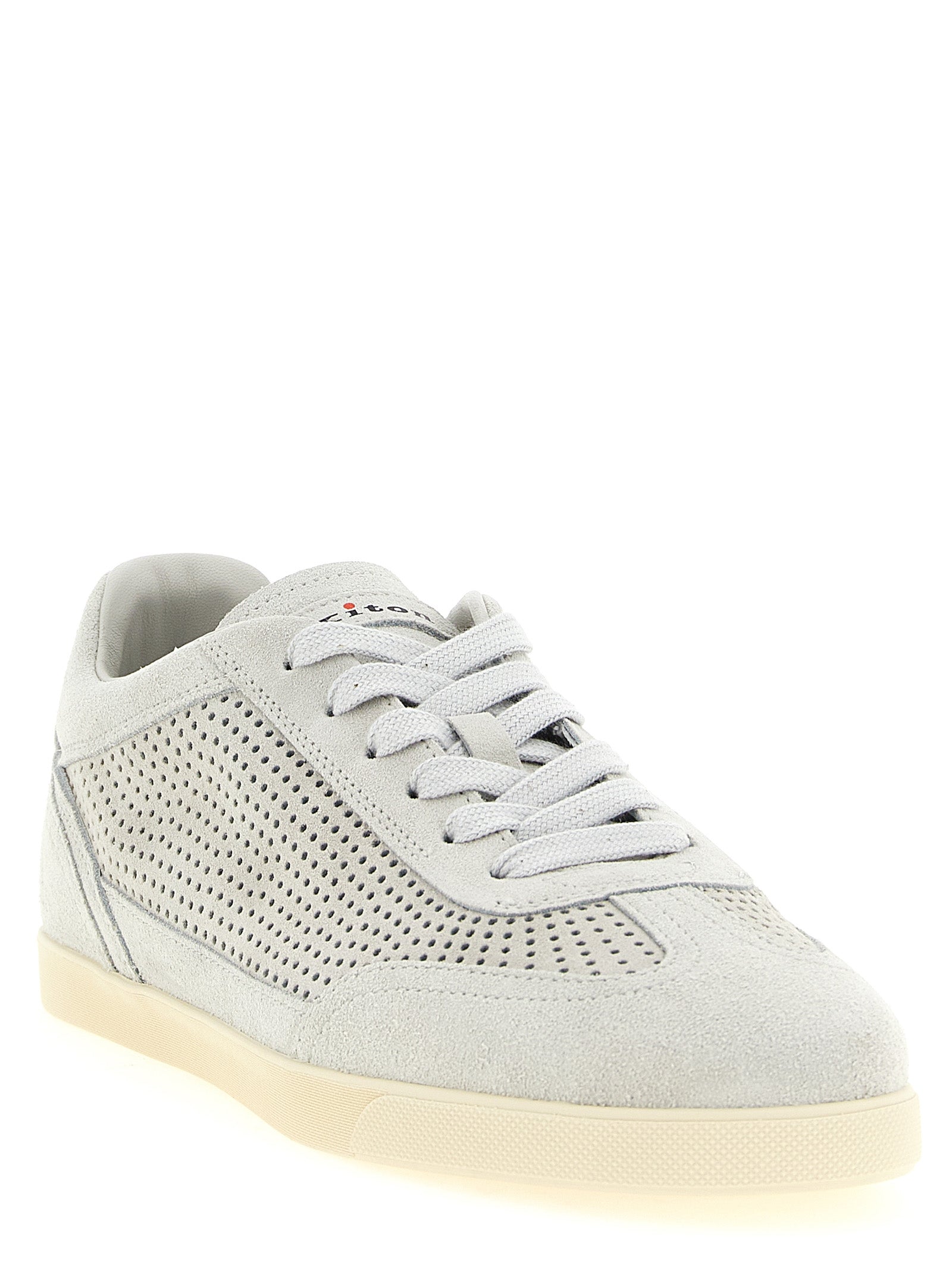 Kiton Graue Low-Top-Sneaker aus Kalbsleder