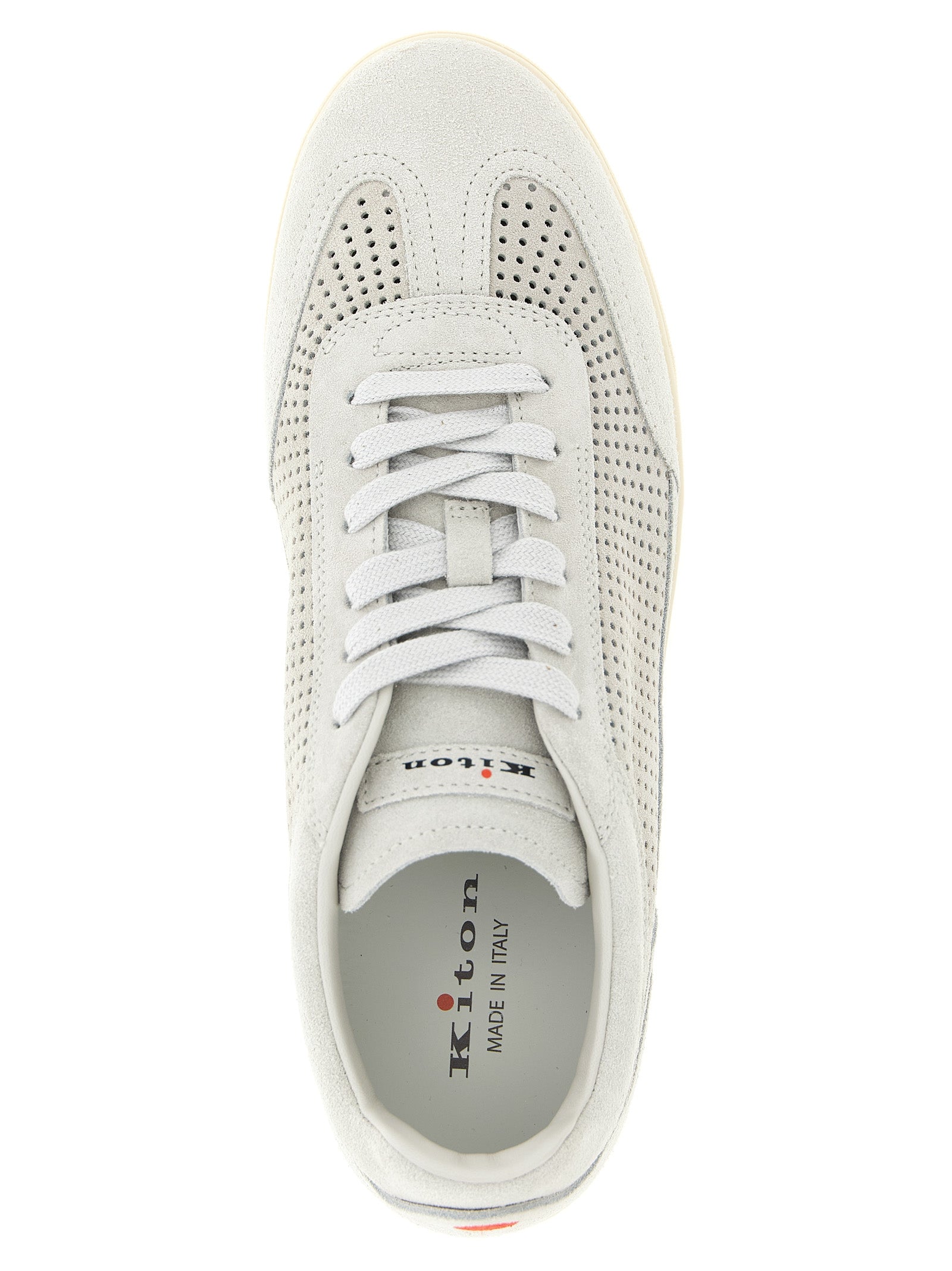 Kiton Graue Low-Top-Sneaker aus Kalbsleder