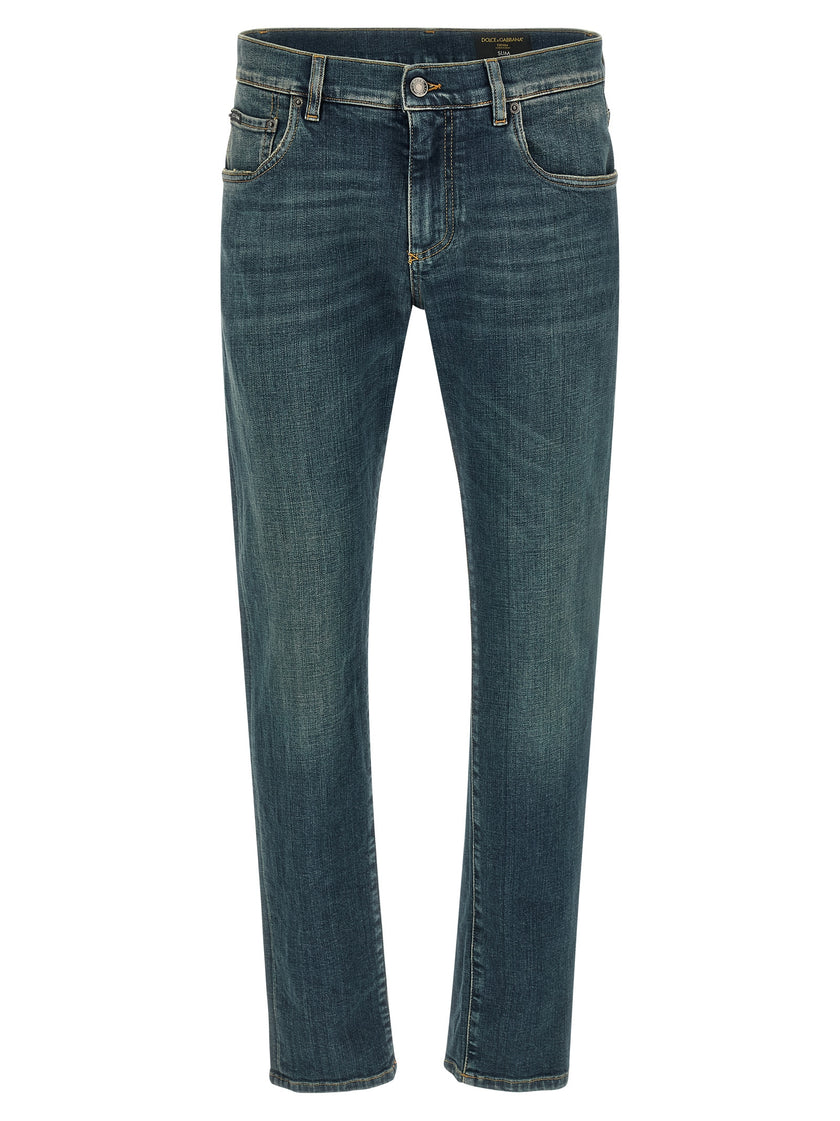 Dolce & Gabbana Blaue Baumwoll-Jeans im Slim Fit