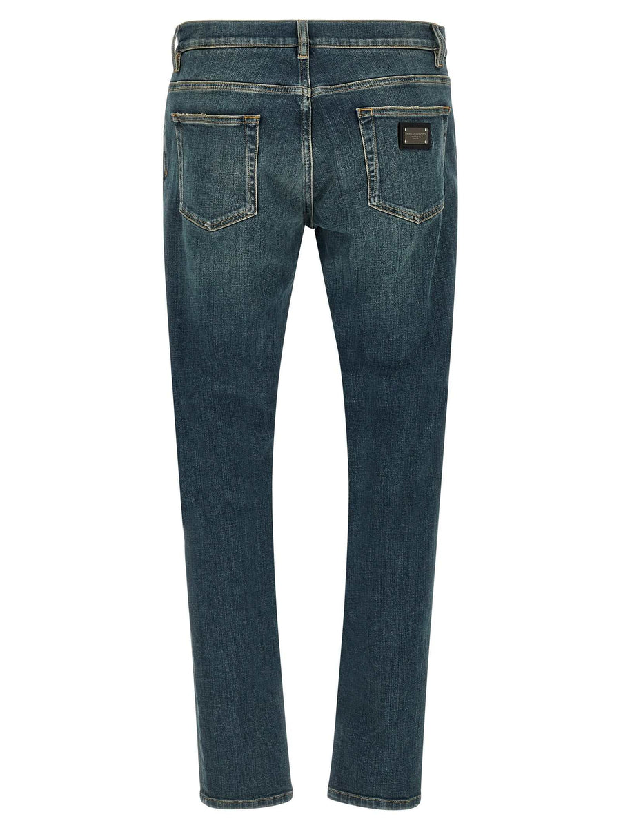 Dolce & Gabbana Blaue Baumwoll-Jeans im Slim Fit