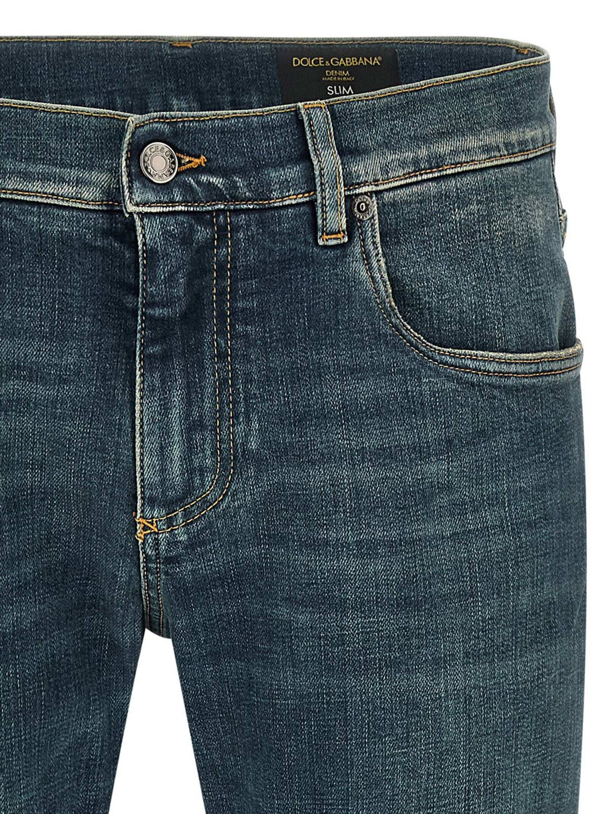 Dolce & Gabbana Blue Slim Fit Cotton Jeans