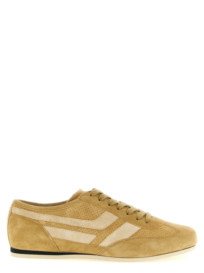 Tom Ford Beige Calf Leather Sneakers