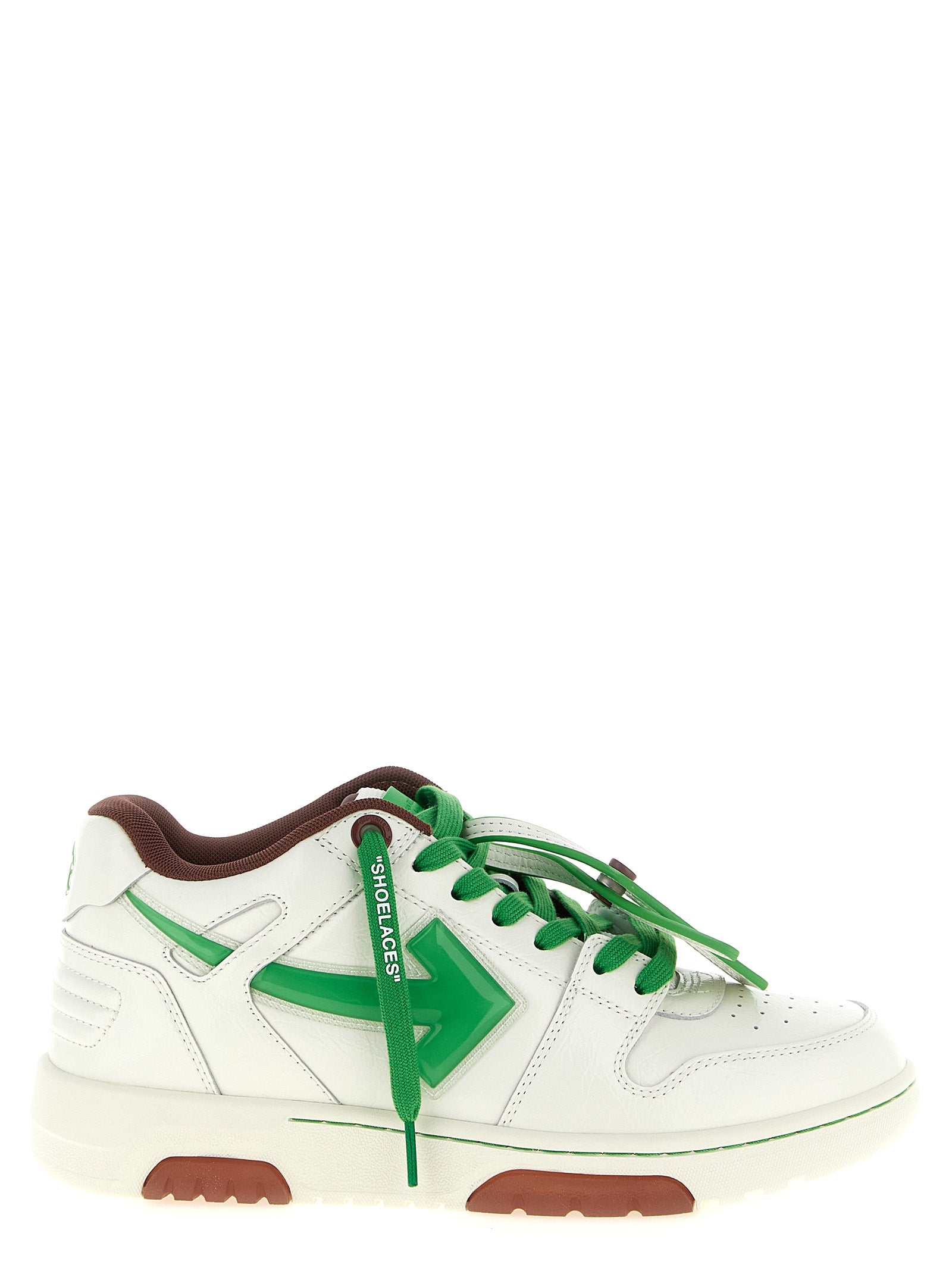 Off-White Two-Tone Athletic Style Leather Sneakers