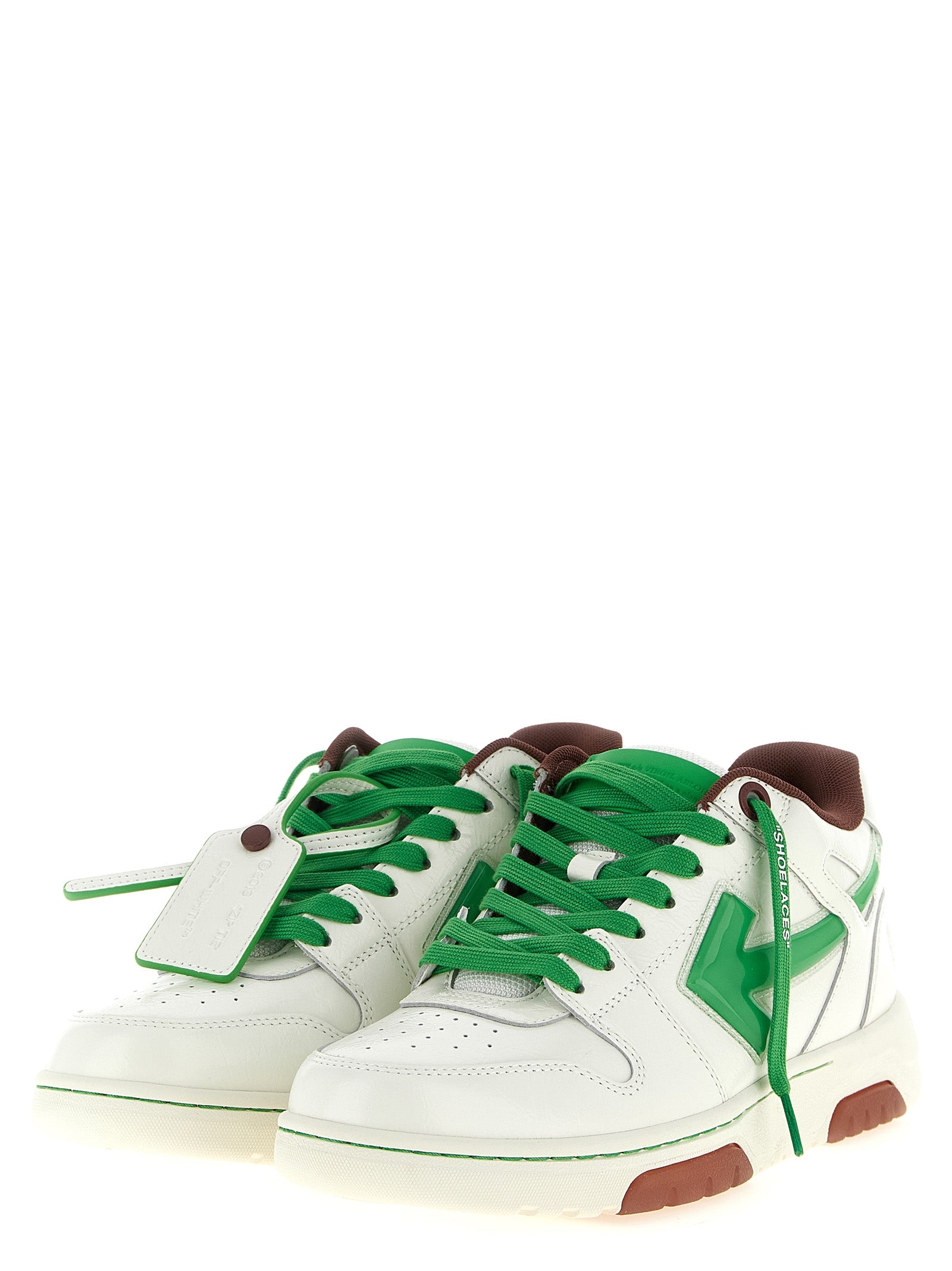 Off-White Two-Tone Athletic Style Leather Sneakers