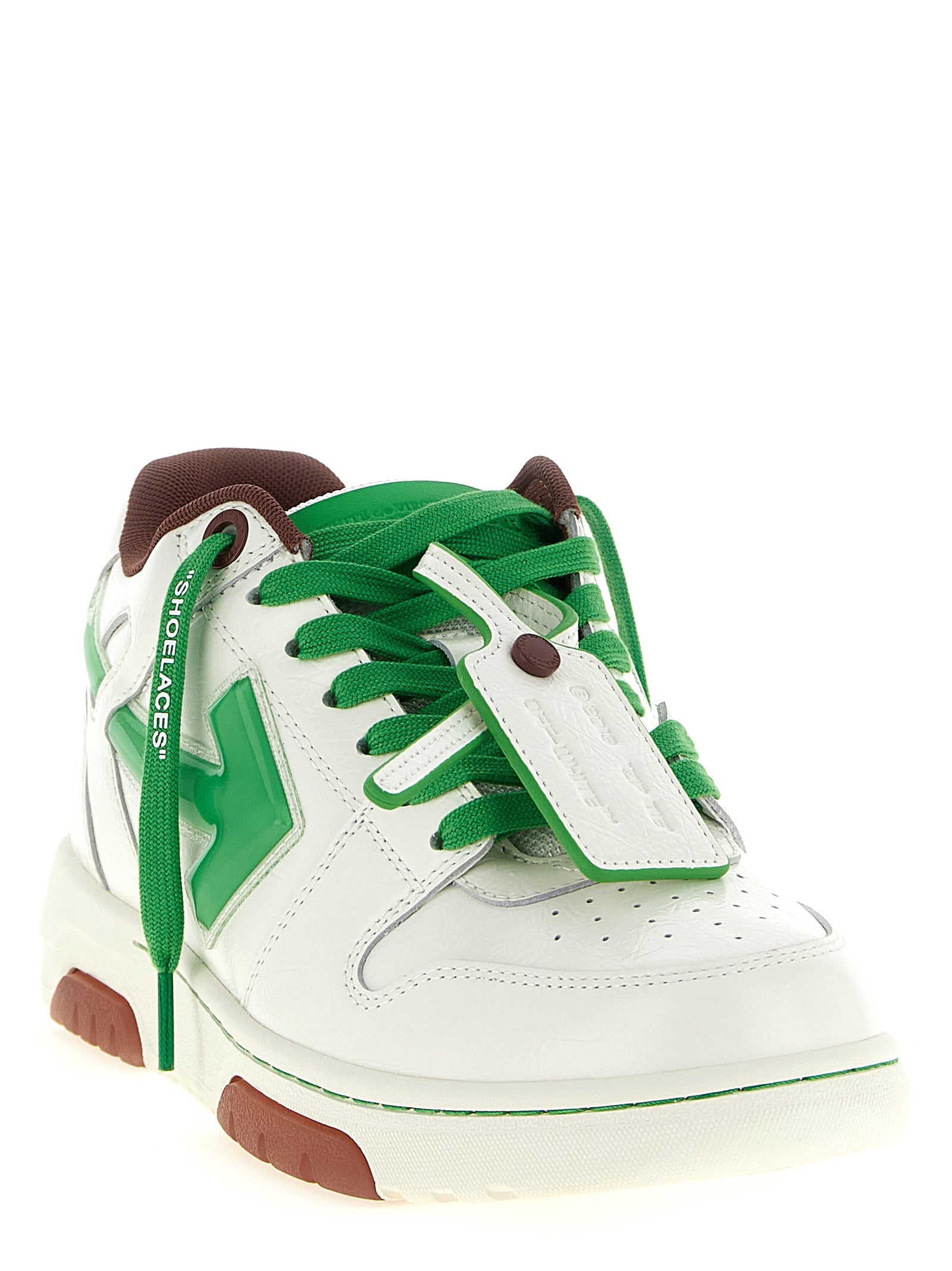 Off-White Two-Tone Athletic Style Leather Sneakers