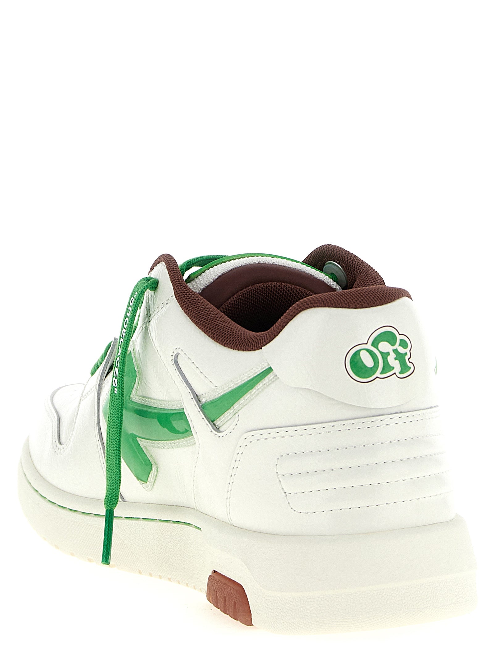 Off-White Two-Tone Athletic Style Leather Sneakers