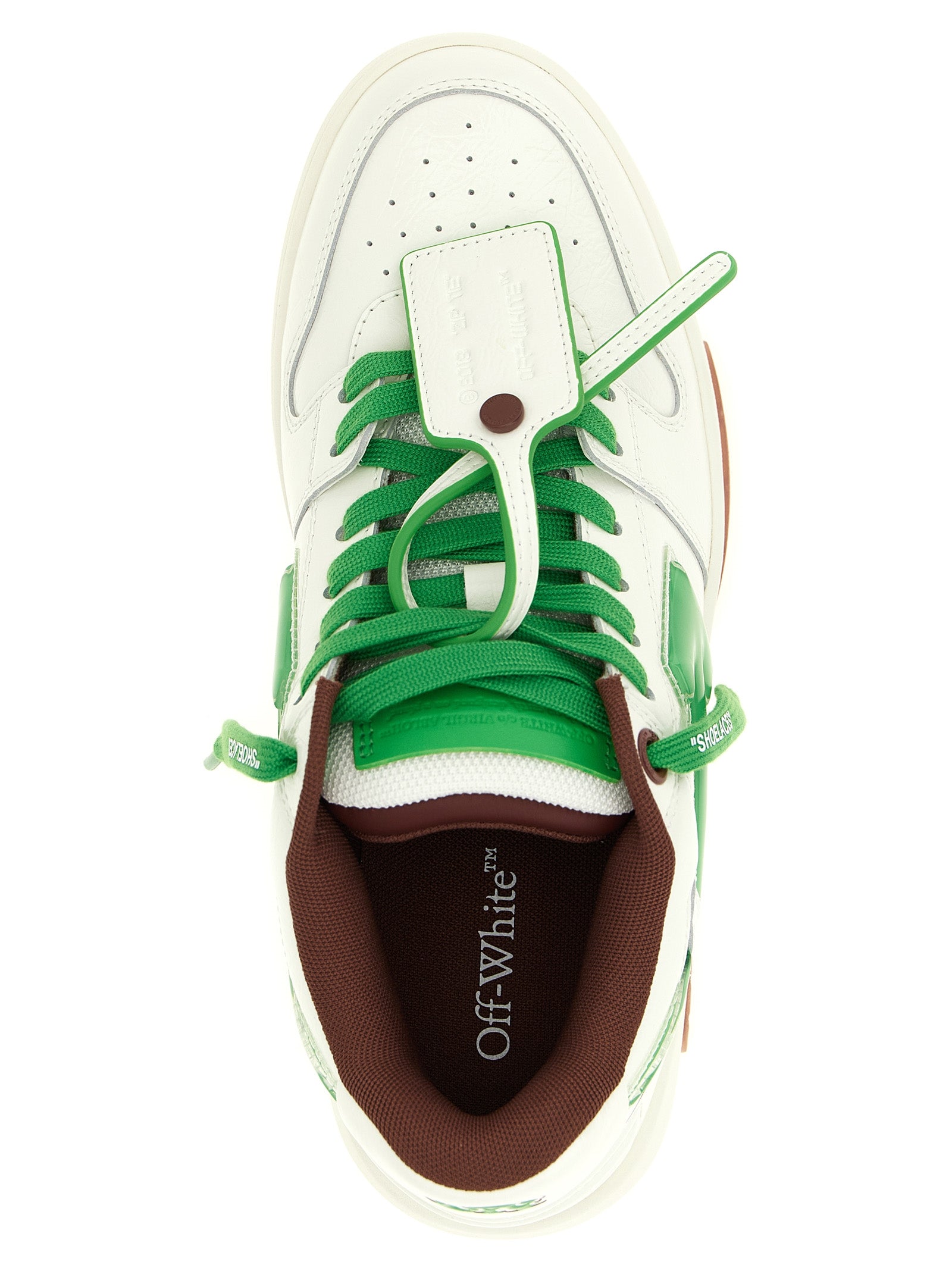 Off-White Two-Tone Athletic Style Leather Sneakers