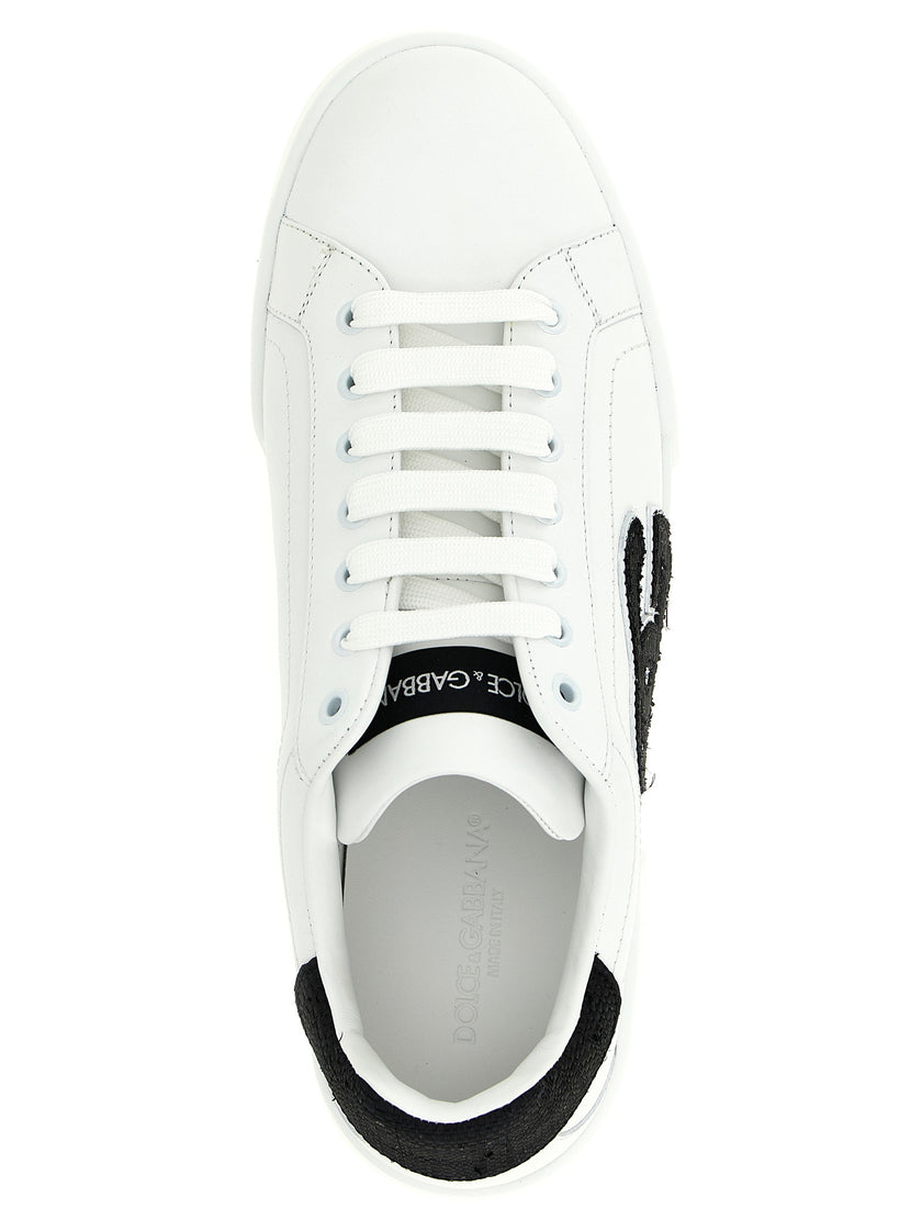 Dolce & Gabbana Bicolor-Low-Top-Sneaker aus Kalbsleder