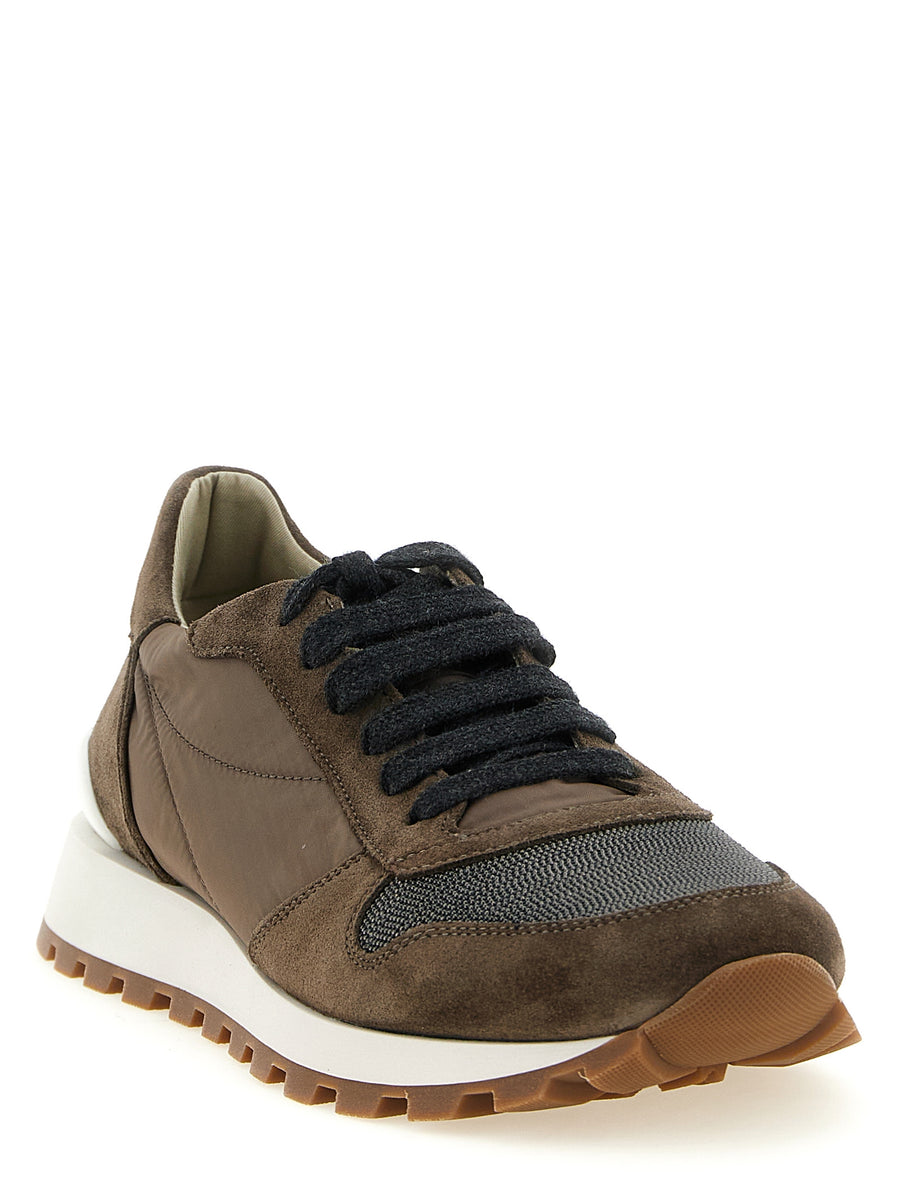 Brunello Cucinelli Two-Tone Athletic Calfskin Sneakers