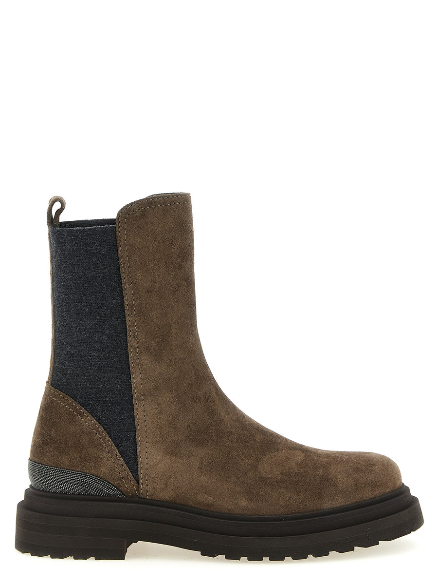 Brunello Cucinelli brown calfskin ankle boots