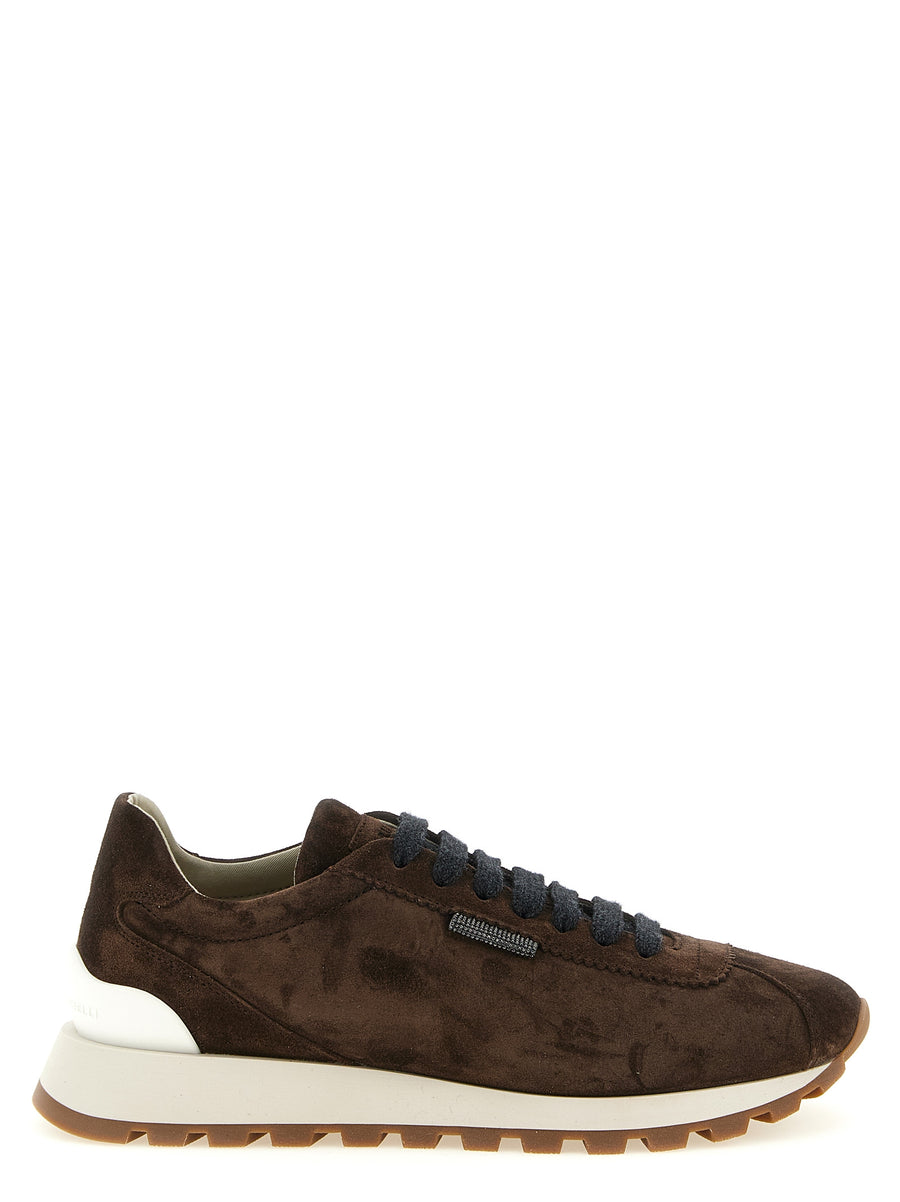 Brunello Cucinelli Brown Calfskin Athletic-Style Sneakers