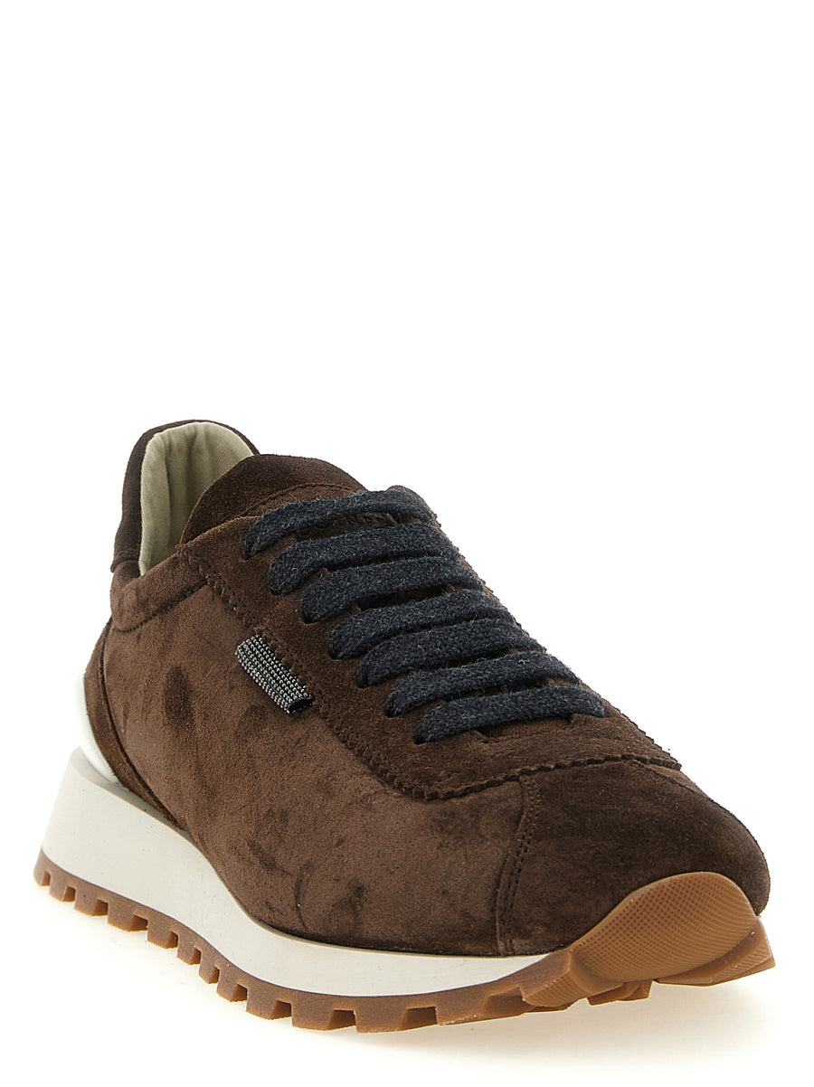 Brunello Cucinelli Brown Calfskin Athletic-Style Sneakers